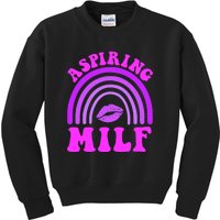 Funny Breast Cancer Aspiring Milf Retro Rainbow Kids Sweatshirt