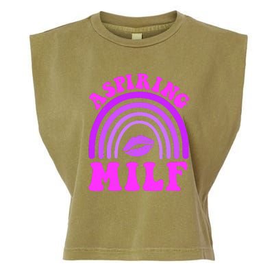 Funny Breast Cancer Aspiring Milf Retro Rainbow Garment-Dyed Women's Muscle Tee