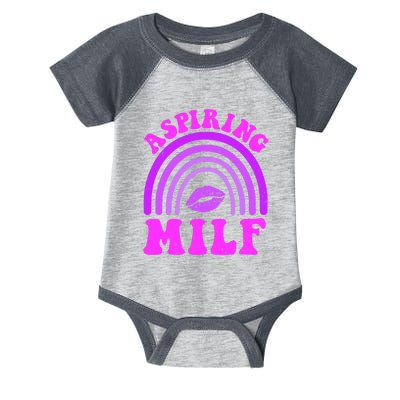 Funny Breast Cancer Aspiring Milf Retro Rainbow Infant Baby Jersey Bodysuit