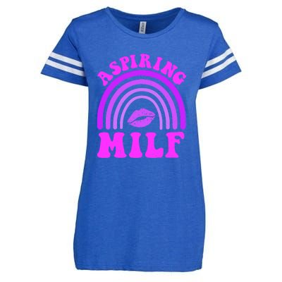 Funny Breast Cancer Aspiring Milf Retro Rainbow Enza Ladies Jersey Football T-Shirt