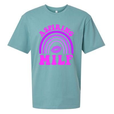 Funny Breast Cancer Aspiring Milf Retro Rainbow Sueded Cloud Jersey T-Shirt