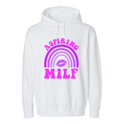 Funny Breast Cancer Aspiring Milf Retro Rainbow Garment-Dyed Fleece Hoodie