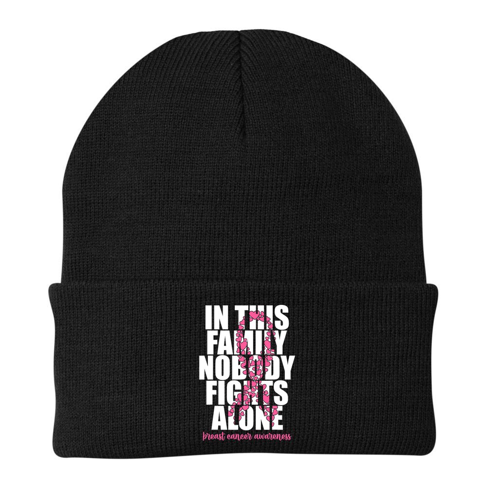 Funny Breast Cancer For Family Pink Breast Cancer Awareness Beanie