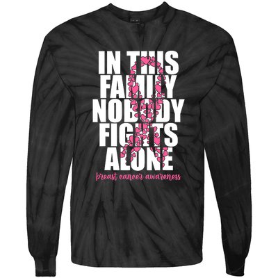 Funny Breast Cancer For Family Pink Breast Cancer Awareness Tie-Dye Long Sleeve Shirt