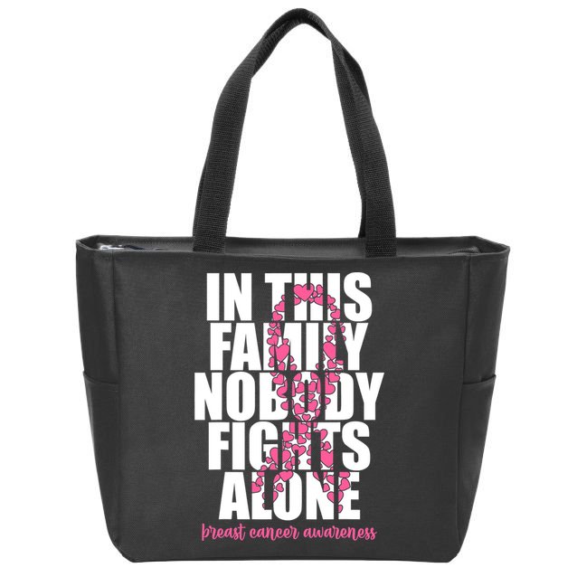 Funny Breast Cancer For Family Pink Breast Cancer Awareness Zip Tote Bag