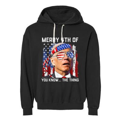 Funny Biden Confused Merry Happy 4th of You Know...The Thing Garment-Dyed Fleece Hoodie