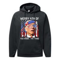 Funny Biden Confused Merry Happy 4th of You Know...The Thing Performance Fleece Hoodie