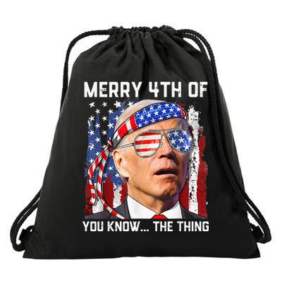 Funny Biden Confused Merry Happy 4th of You Know...The Thing Drawstring Bag
