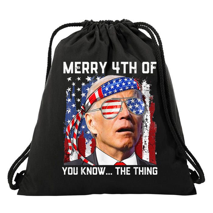 Funny Biden Confused Merry Happy 4th of You Know...The Thing Drawstring Bag