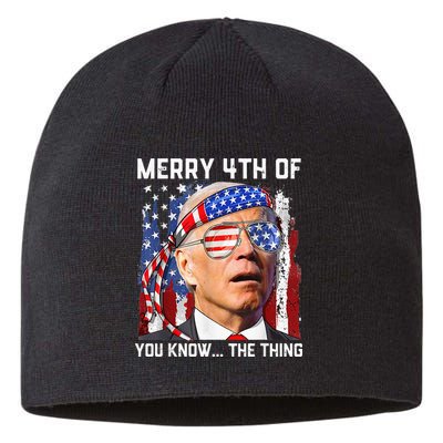 Funny Biden Confused Merry Happy 4th of You Know...The Thing Sustainable Beanie