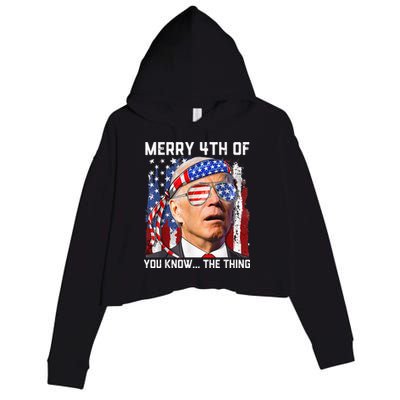 Funny Biden Confused Merry Happy 4th of You Know...The Thing Crop Fleece Hoodie