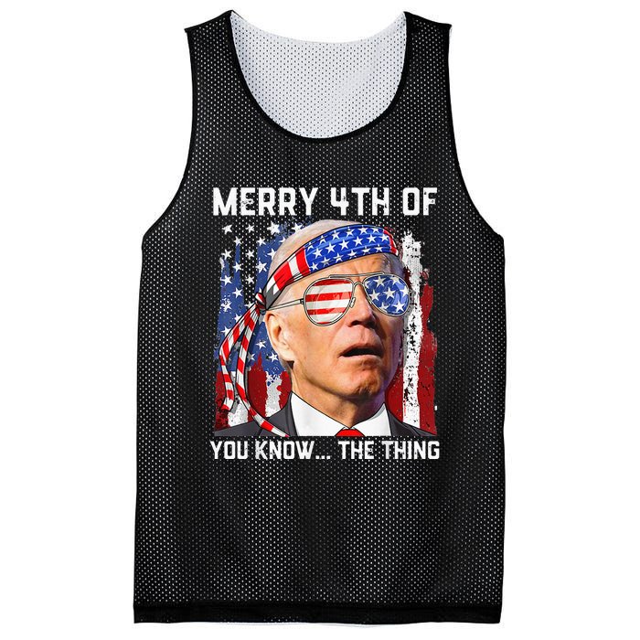 Funny Biden Confused Merry Happy 4th of You Know...The Thing Mesh Reversible Basketball Jersey Tank