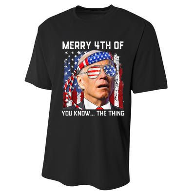 Funny Biden Confused Merry Happy 4th of You Know...The Thing Performance Sprint T-Shirt