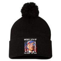 Funny Biden Confused Merry Happy 4th of You Know...The Thing Pom Pom 12in Knit Beanie