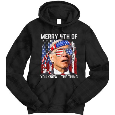 Funny Biden Confused Merry Happy 4th of You Know...The Thing Tie Dye Hoodie