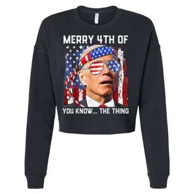 Funny Biden Confused Merry Happy 4th of You Know...The Thing Cropped Pullover Crew