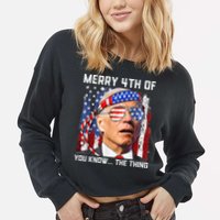 Funny Biden Confused Merry Happy 4th of You Know...The Thing Cropped Pullover Crew