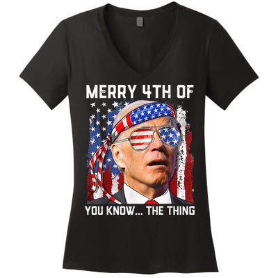 Funny Biden Confused Merry Happy 4th of You Know...The Thing Women's V-Neck T-Shirt