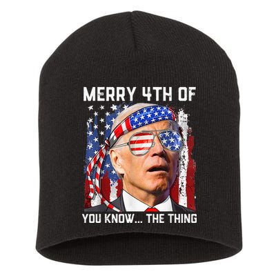 Funny Biden Confused Merry Happy 4th of You Know...The Thing Short Acrylic Beanie