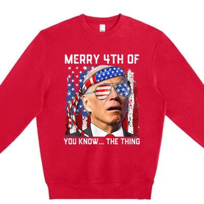 Funny Biden Confused Merry Happy 4th of You Know...The Thing Premium Crewneck Sweatshirt