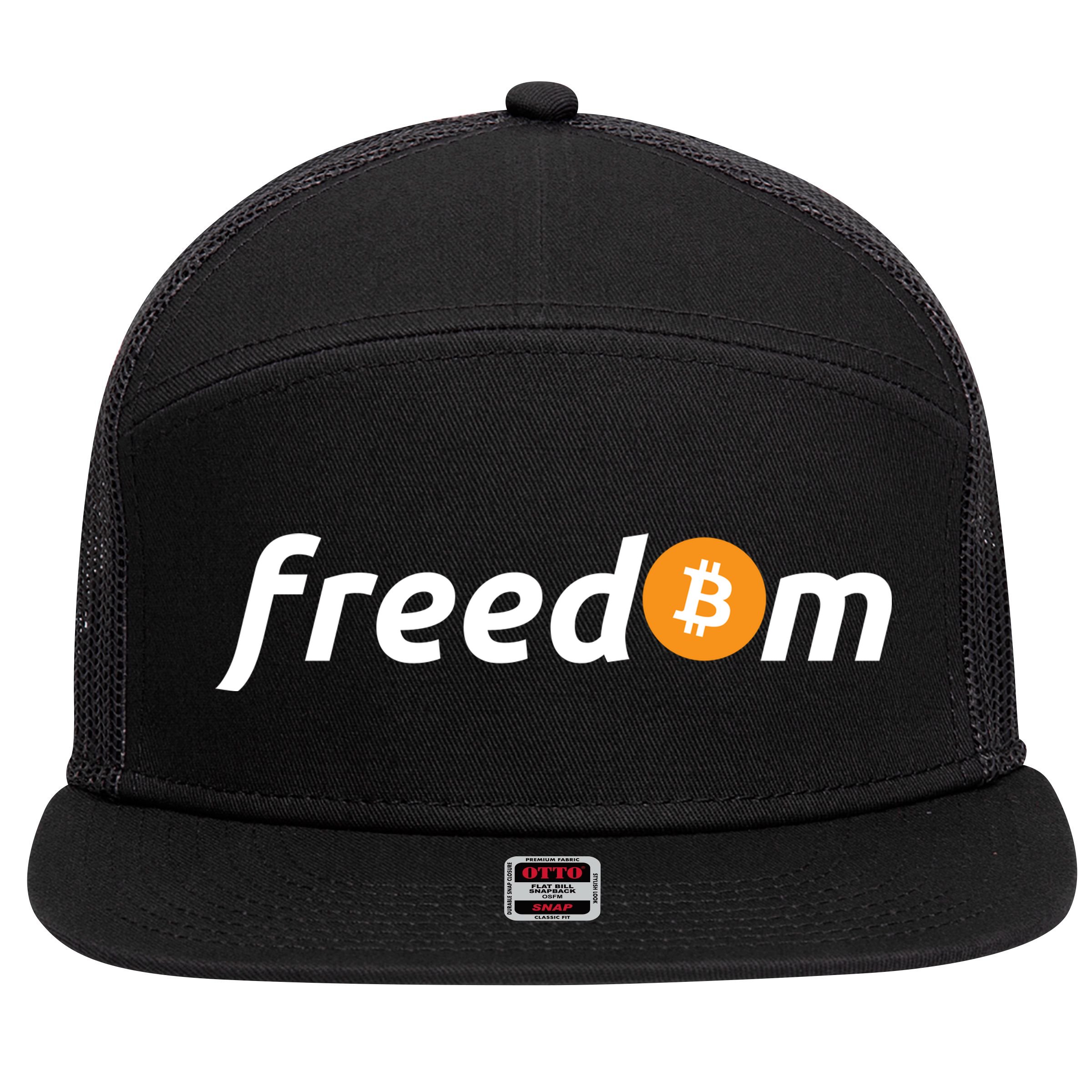 Freedom Bitcoin Crypto 7 Panel Mesh Trucker Snapback Hat