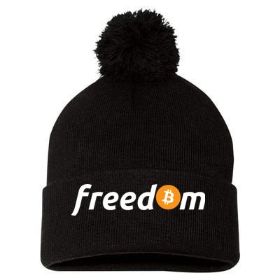 Freedom Bitcoin Crypto Pom Pom 12in Knit Beanie
