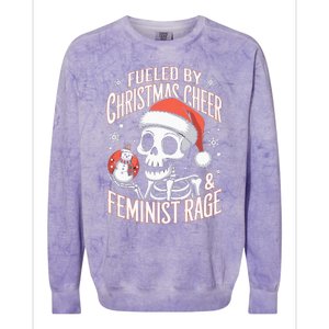 Fueled By Christmas Cheer And Feminist Rage Snowman Colorblast Crewneck Sweatshirt