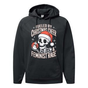 Fueled By Christmas Cheer And Feminist Rage Snowman Performance Fleece Hoodie