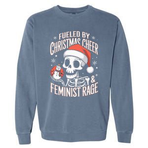 Fueled By Christmas Cheer And Feminist Rage Snowman Garment-Dyed Sweatshirt