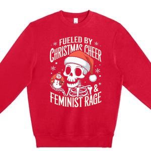 Fueled By Christmas Cheer And Feminist Rage Snowman Premium Crewneck Sweatshirt