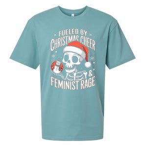 Fueled By Christmas Cheer And Feminist Rage Snowman Sueded Cloud Jersey T-Shirt