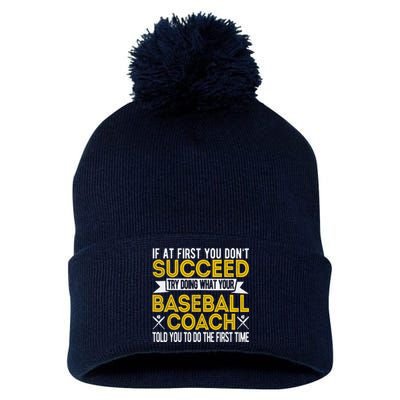 Funny Baseball Coach Baseball Team Coach Retro Pom Pom 12in Knit Beanie