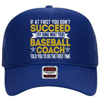 Funny Baseball Coach Baseball Team Coach Retro High Crown Mesh Back Trucker Hat