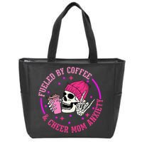 Fueled By Coffee & Cheer Mom Anxiety Zip Tote Bag