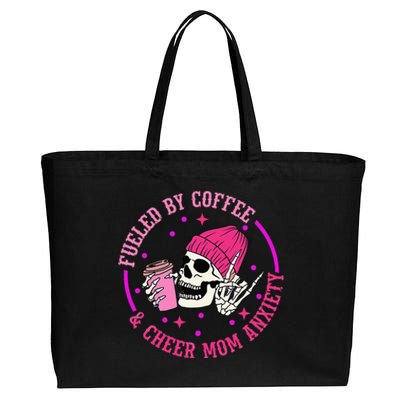 Fueled By Coffee & Cheer Mom Anxiety Cotton Canvas Jumbo Tote