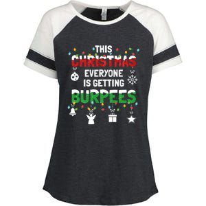 Funny Burpee Christmas Workout Fitness Sarcastic Funny Gift Enza Ladies Jersey Colorblock Tee