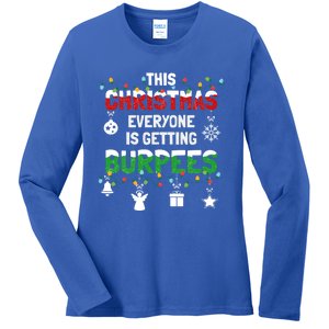 Funny Burpee Christmas Workout Fitness Sarcastic Funny Gift Ladies Long Sleeve Shirt