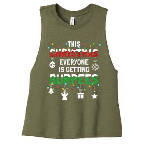 Funny Burpee Christmas Workout Fitness Sarcastic Funny Gift Women's Racerback Cropped Tank