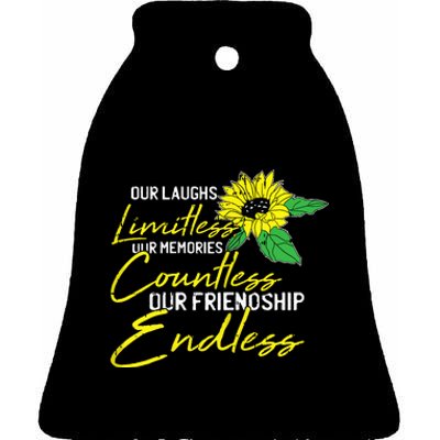 Friendship Bestfriend Cute Sunflower Bestie Bff Matching Ceramic Bell Ornament