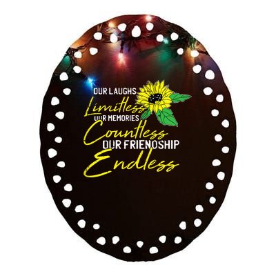 Friendship Bestfriend Cute Sunflower Bestie Bff Matching Ceramic Oval Ornament