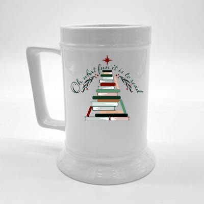 Funny Book Christmas Tree Oh What Fun Is It To Read Booknerd Gift Beer Stein