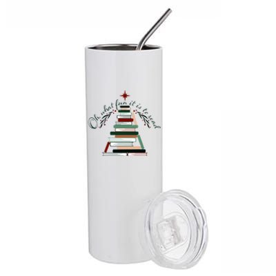 Funny Book Christmas Tree Oh What Fun Is It To Read Booknerd Gift Stainless Steel Tumbler