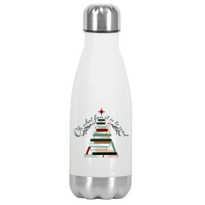 Funny Book Christmas Tree Oh What Fun Is It To Read Booknerd Gift Stainless Steel Insulated Water Bottle