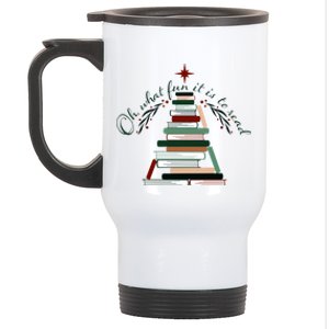 Funny Book Christmas Tree Oh What Fun Is It To Read Booknerd Gift Stainless Steel Travel Mug