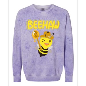 Funny Beehaw Cowboy Bee Cowgirl Bee Country Design Colorblast Crewneck Sweatshirt