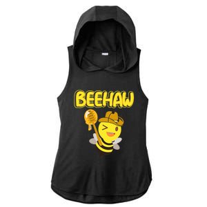 Funny Beehaw Cowboy Bee Cowgirl Bee Country Design Ladies PosiCharge Tri-Blend Wicking Draft Hoodie Tank