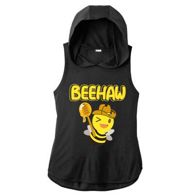 Funny Beehaw Cowboy Bee Cowgirl Bee Country Design Ladies PosiCharge Tri-Blend Wicking Draft Hoodie Tank