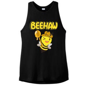 Funny Beehaw Cowboy Bee Cowgirl Bee Country Design Ladies PosiCharge Tri-Blend Wicking Tank