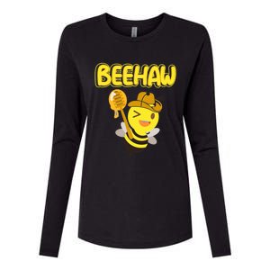 Funny Beehaw Cowboy Bee Cowgirl Bee Country Design Womens Cotton Relaxed Long Sleeve T-Shirt