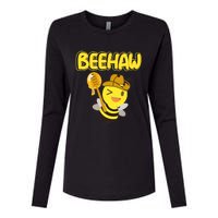 Funny Beehaw Cowboy Bee Cowgirl Bee Country Design Womens Cotton Relaxed Long Sleeve T-Shirt